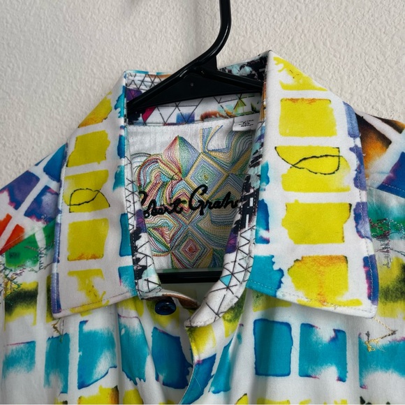 Robert Graham Embroidered Checkered Short Sleeve Button Down Shirt - Picture 8 of 9